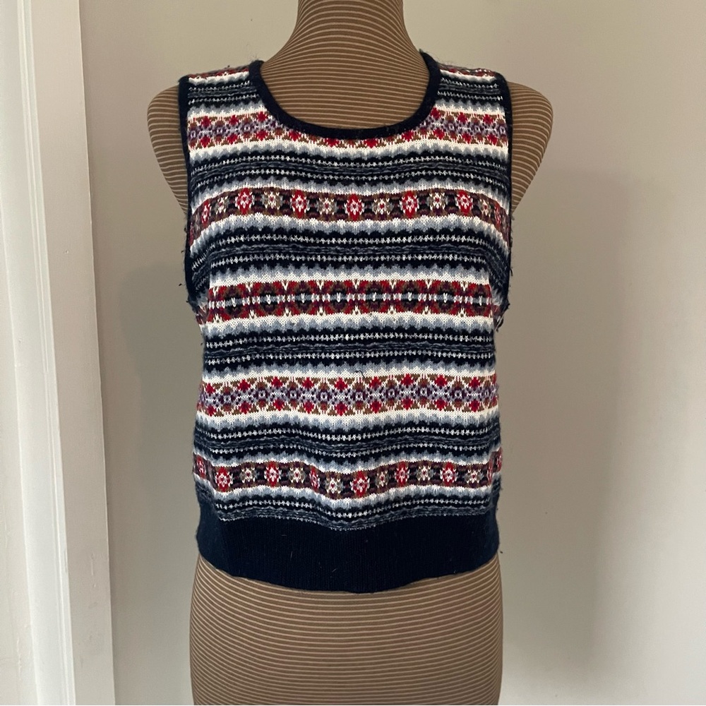 J Crew Boiled Wool Fairisle Sleeveless Shell size L GUC